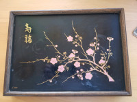 Oriental wooden serving tray by Cutler