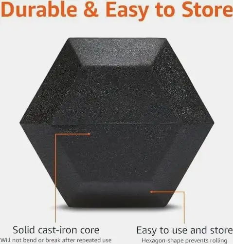 Rubber Hex Dumbbell - Amazon Basics, Anti-Roll in Exercise Equipment in Ottawa - Image 3