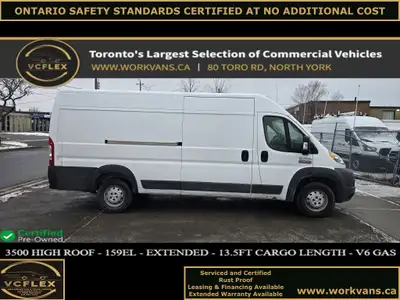 NEW ARRIVAL - 1 Owner - NO ACCIDENTS- 2018 Ram Promaster 3500 159WB EXTENDED (13.5Ft Cargo Length) -...