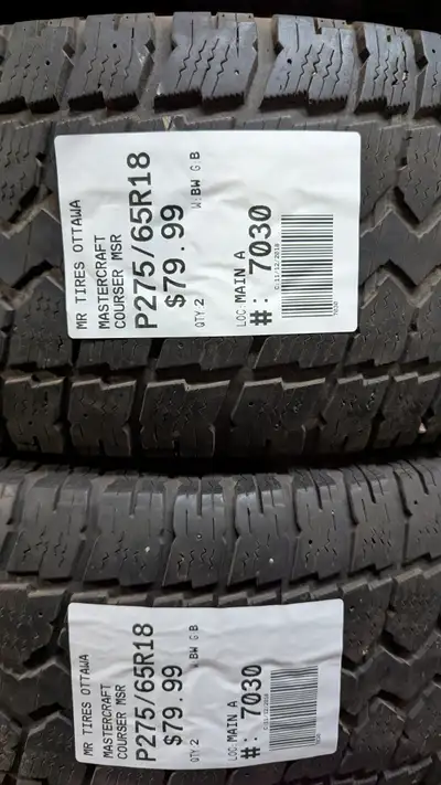 PAIR OF 2X P275/65R18 275/65/18 MASTERCRAFT COUESER MSR TAG # 7030 ** Please read details below ** M...