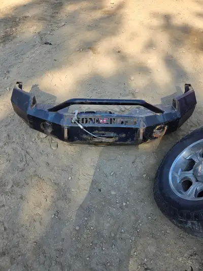 Iron cross Front Bumper with Warn VR10 winch Removed from a 3rd Gen Dodge Ram. Brackets look custom...