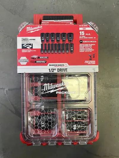 Milwaukee 1/2" Drive Impact Socket Packout SAE 15 Pieces, View more