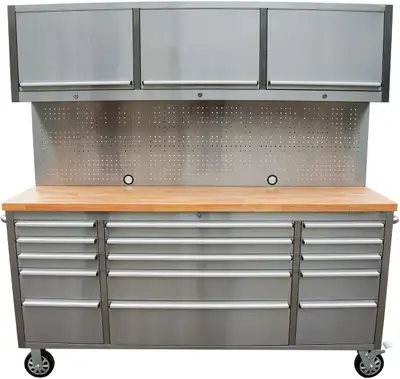 NEW 6 FT STAINLESS STEEL 18 DRAWER TOOL BENCH HTC7218W, View more