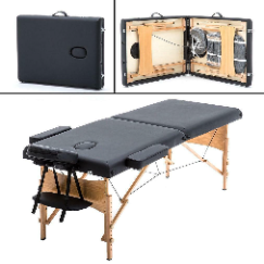 NEW BLACK 2 SECTION FOLDING WOOD MASSAGE TABLE MTT2 in Health & Special Needs in Lethbridge - Image 2