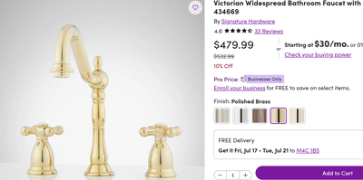 Victorian Widespread Bathroom Faucet - Cross Handles - Polished, View more