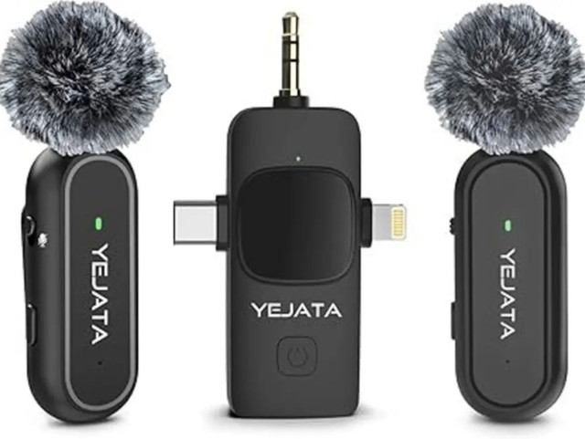 YEJATA Lavalier Microphone for IOS/Android Phone/Camera/Computer in General Electronics in Gatineau