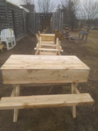 Picnic table with sand box