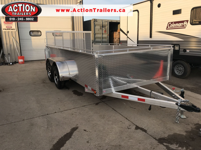 ACTION SERIES 80" X 14 ALL ALUMINUM UTILITY TRAILER WITH SOLID ALUMINUM SIDES AND TOP TIE DOWN RAIL...