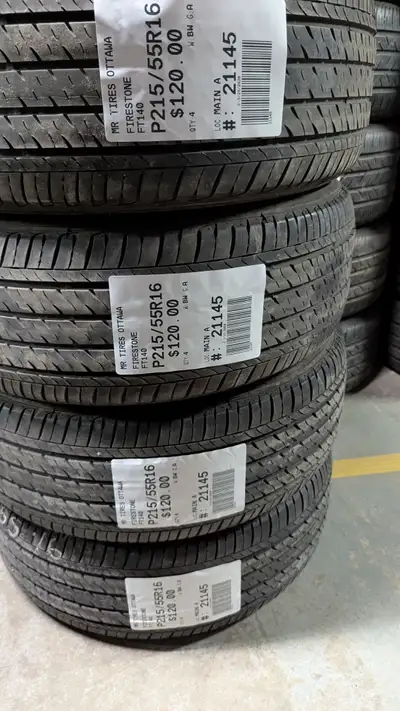 SET OF 4X FIRESTONE FT140 TAG # 21145 Size: 215/55/16 215/55/16 Excellent condition Pressure tested...