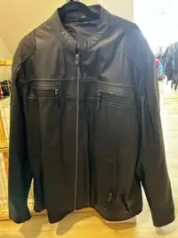 New Men's 3XL Black Leather Riding Jacket