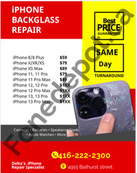 iphone X 11  12 13 14  cracked back glass repair