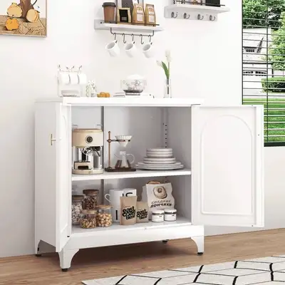 BRAND NEW - Polup 33-inch Modern Metal White Kitchen Sideboard.., View more