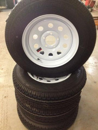 4 New (ST205/75R15) Road Rider ST IV Tires and White Rims
