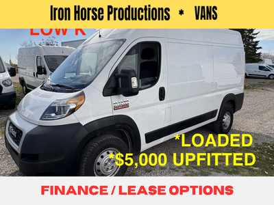CAN FINANCE or LEASE, $5,000 UPFITTED 2020 Ram Promaster Cargo Van, Clean White Exterior with Graphi...