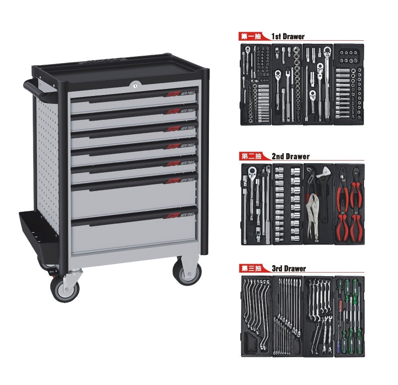 225 Pcs Tool Chest/Tool Trolley with Combination Tool Set Tool