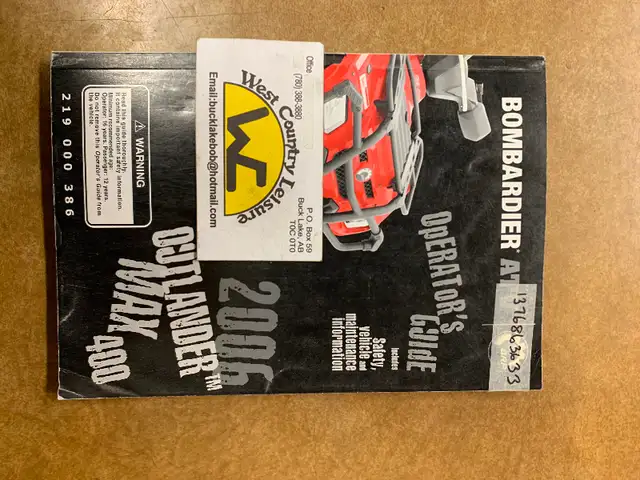 O. CAN AM 219000386 OWNERS MANUAL 06  OUTLANDER/MAX 400 A1
