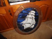 LEAD GLASS WITH SHIP MADE IN IT BEAUTIFUL