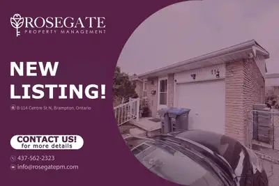 All-Inclusive 1-Bedroom Main Level Apartment with Parking – Brampton Welcome to B – 114 Centre Stree...
