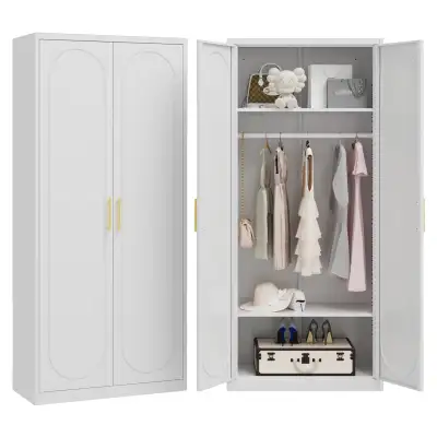 BRAND NEW - Metal Armoire Wardrobe Closet, 71" Tall Clothes Stor, View more