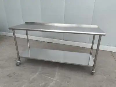 SS Work Table w/ Wheels Heavy Duty Rolling Station | 48” & 72”, View more