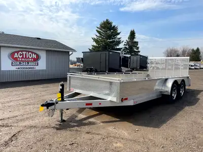 ACTION SERIES 80in. X 18' ALUMINUM UTILITY TRAILER WITH UPGRADED REINFORCED REAR MESHED STRAIGHT GAT...