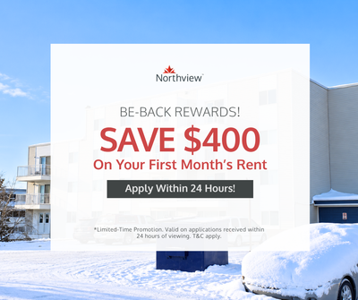 Current Promotions: Be-Back Rewards: Bring your application within 24 hours of viewing and get $400...