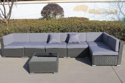 7 Piece Patio Furniture Steel Garden Wicker Sectional Sofa Set in Patio & Garden Furniture in Mississauga / Peel Region - Image 3