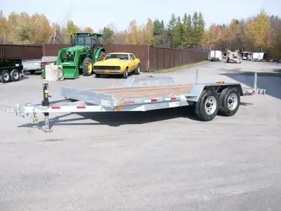 EMORQUE PLATE-FORME LAROCHE GALVANISE 80'' X 16' 2 ESSIEUX 3500LB. AVEC FREIN RAMPE TIRROIR VERIN AV...