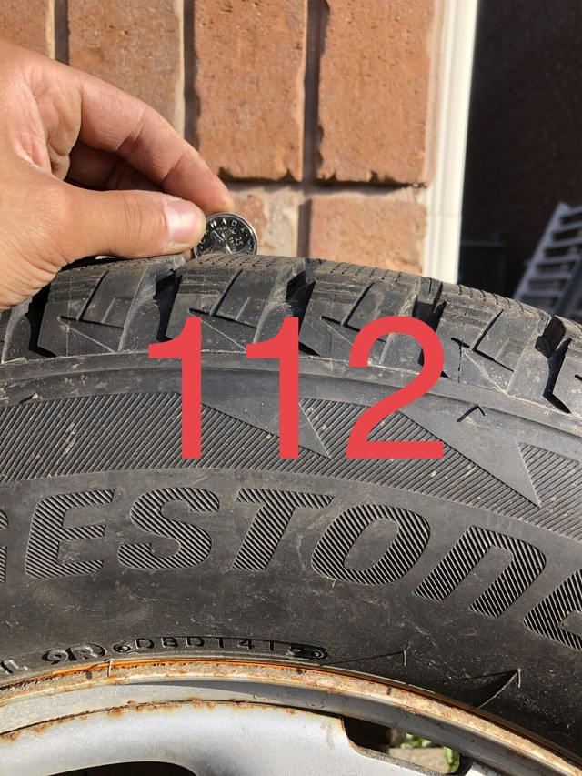 112: BRIDGESTONE 245/65R17 WINTER TIRES ON RIMS in Tires & Rims in Oakville / Halton Region - Image 2