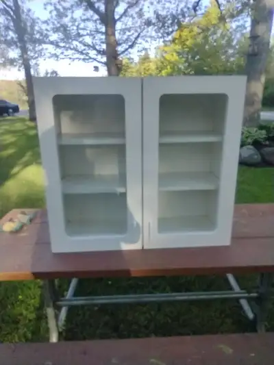 Cabinet with glass doors and adjustable shelves, View more