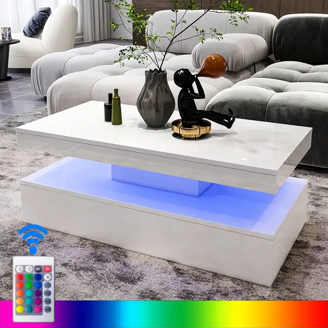 NEW MODERN LED COFFEE TABLE & LED REMOTE CONTROL 113224 in Other Tables in Grande Prairie - Image 4