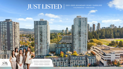 JUST LISTED |2810-5665 Boundary Road, Vancouver |$499,000 |1Bed • 1Bath • 479 Sqft • Apt/Condo Welco...