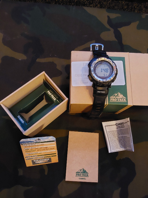 Casio ProTrek solar watch w/ compass, altimeter, barometer, temp in Jewellery & Watches in Grande Prairie