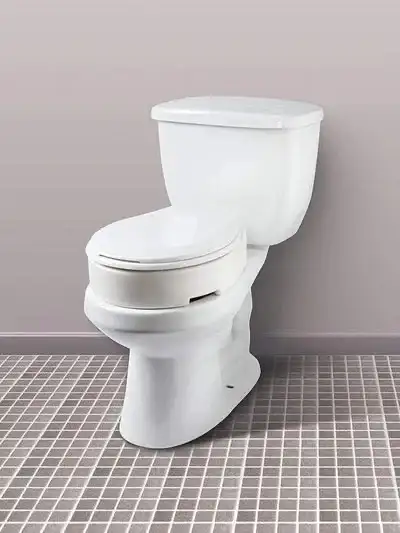 Hinged Toilet Seat Riser Features Maximum weight capacity â€“ 300lbs Added height â€“ 3.5" â€“ 5" Fi...