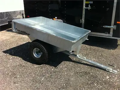 Excalibur Galvanized ATV Wagon. Tilt box, removable rear tailgate, large turf tires, 1050 lbs capaci...