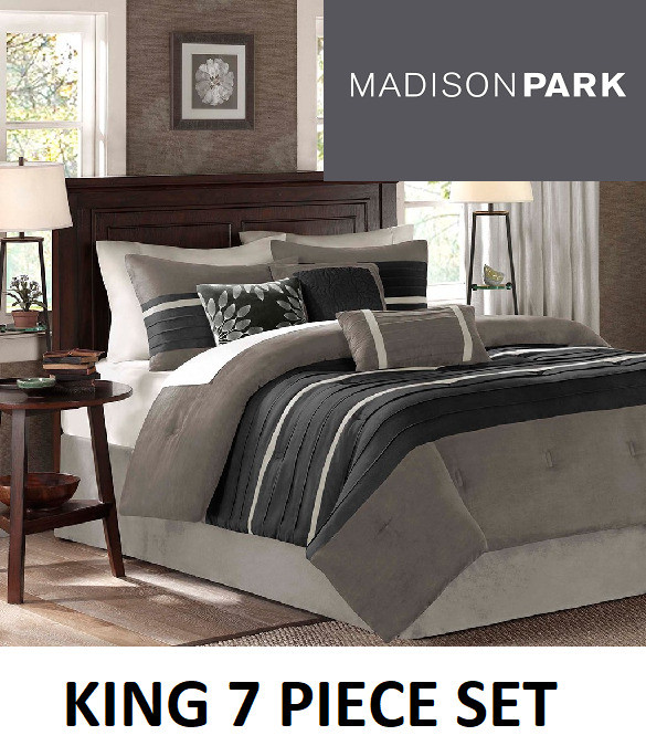 Madison Park Palmer 7 Piece Comforter Set, King, Black/Grey(MP10 in Bedding in Mississauga / Peel Region - Image 2