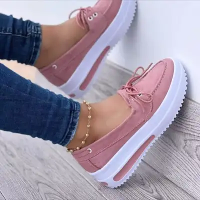 Women's Lace-up Flats Shoes Wedges Heel Casual Shoes, View more