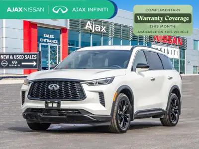 2025 INFINITI QX60 LUXE BLACK EDITION | NO NEW CAR FEES | DEALER SERVICE DEMO | Majestic White/Black...