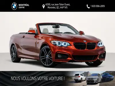 Ce superbe BMW 230i xDrive Cabriolet d'occasion allie le plaisir de la conduite ? ciel ouvert aux pe...
