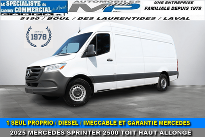 2025 Mercedes-Benz Sprinter 2500 1 SEUL PROPRIO / DIESEL / 2025 MERCEDES SPRINTER 2500 CARGO TOIT HA...