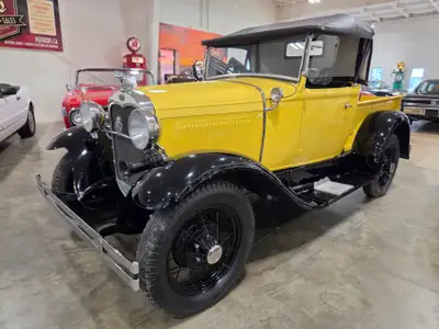 1930 Ford Model A Roadster Pickup. Older but well-done restoration. Handsome in Yellow and black. Pa...