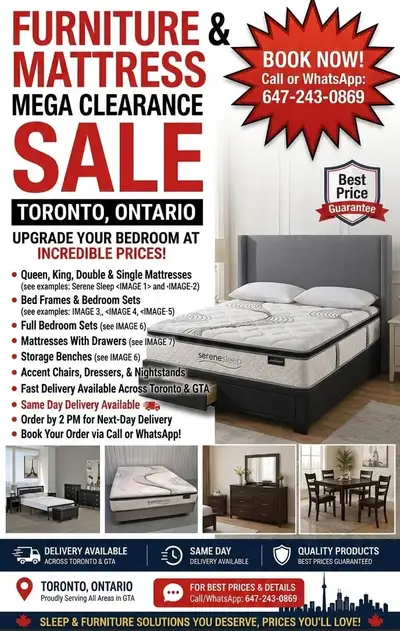 Brand New Bed Frames + Mattress available with free delivery, View more