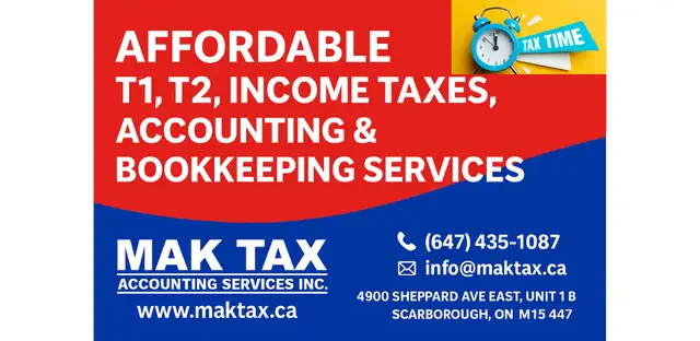 Affordable T1, T2, Income Tax, Accounting & Bookkeeping Services63735895219841120