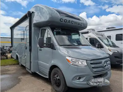 Coachmen Prism Select Class C diesel motorhome 24FSS highlights: Full-Wall Slide RV Queen Bed 45in.i...