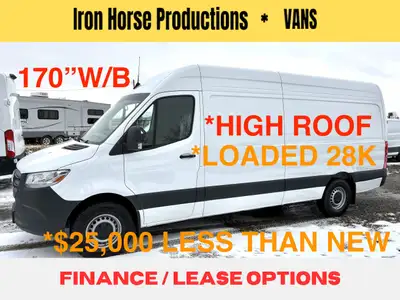 CAN FINANCE OR LEASE, 2025 MERCEDES SPRINTER 2500 HIGH ROOF CARGO VAN, Clean White Exterior with Gra...