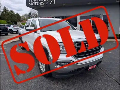 Clean CarFax, Remote Start, V8,5.3L Crew Cab, Backup Cam, 4x4 & More! -2018 GMC Sierra 1500 SLE Whit...