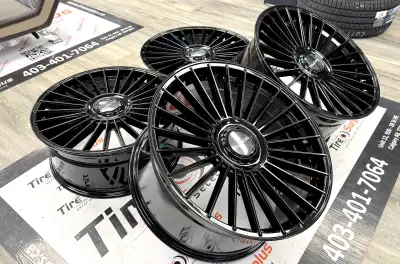 Kudos Gloss Black Staggered Wheels *Fits 2019-2025 BMW X5, X6, X7 *Fits Mercedes GLE, GLS SUV -Wheel...
