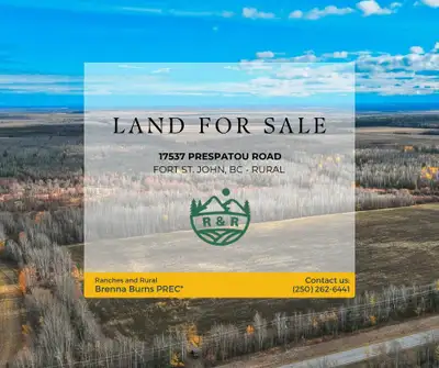 Half Section Opportunity in Northern BC! Just 40 minutes from Fort St. John, this 316-acre property...