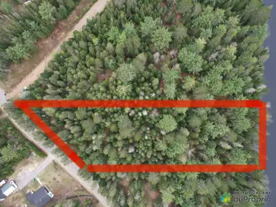 Superbe terrain bord de la l'eau, très privé avec vue sur la montagne en face et très bel arbre matu...