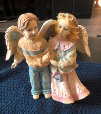 2 ANGELS-BROTHER & SISTER GIFT SCULPTURE HEARTS-EVERY DAY ANGELS